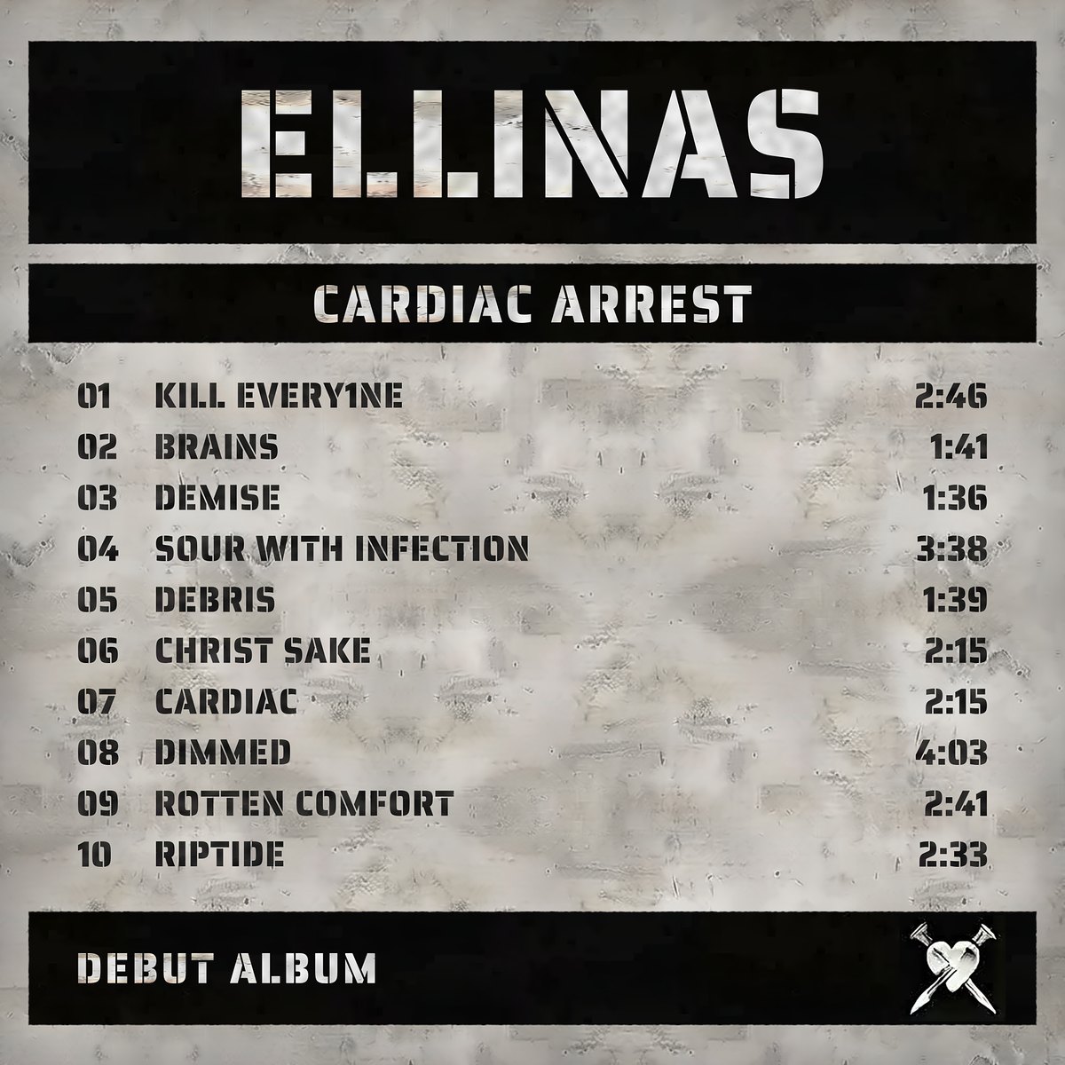 The back cover: the ten songs and their lengths
