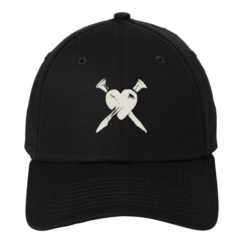 Black New Era cap with the ELLINAS heart and nails logo on the front